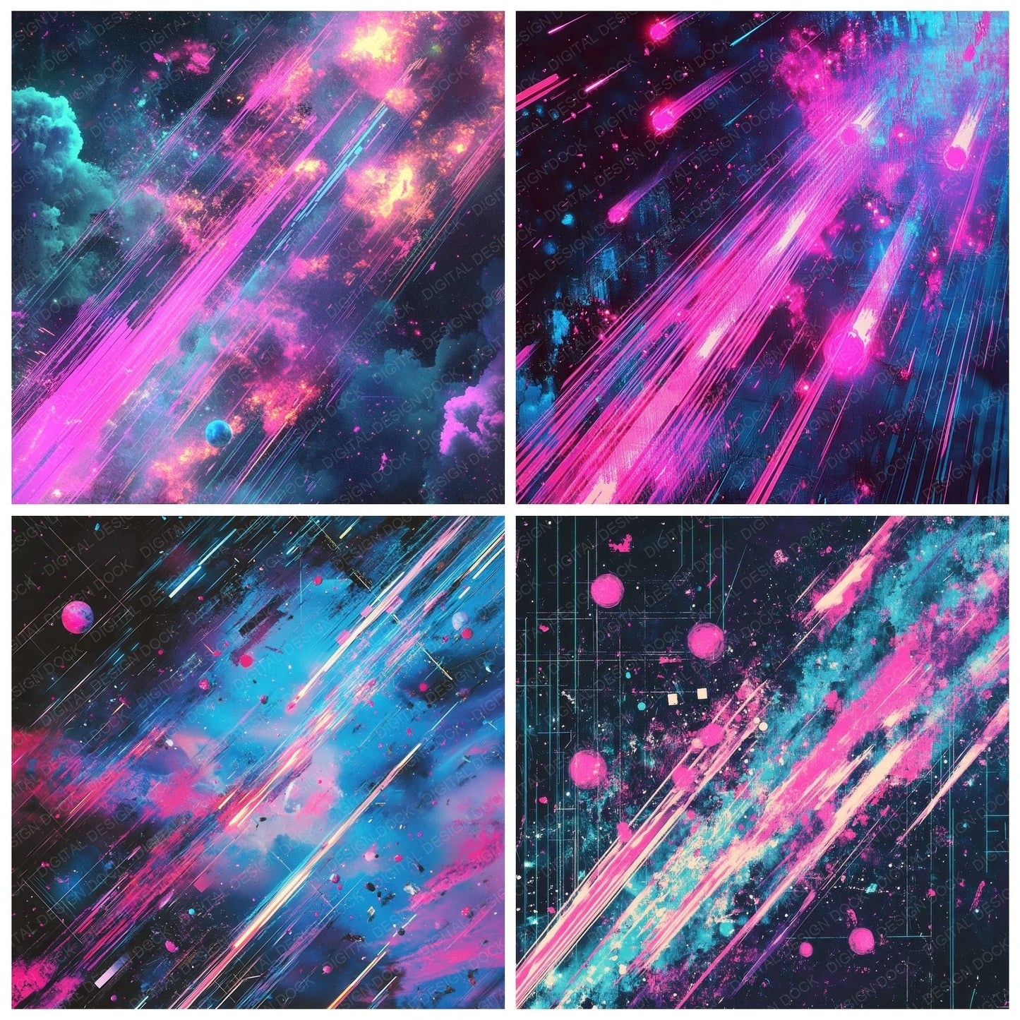 Neon Meteor Shower Digital Paper Pack (DDD002712)