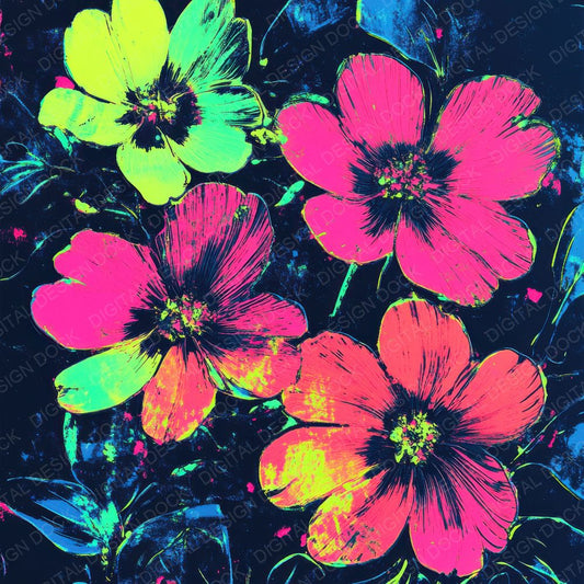 Neon Night Flowers Digital Paper Pack (DDD002715)