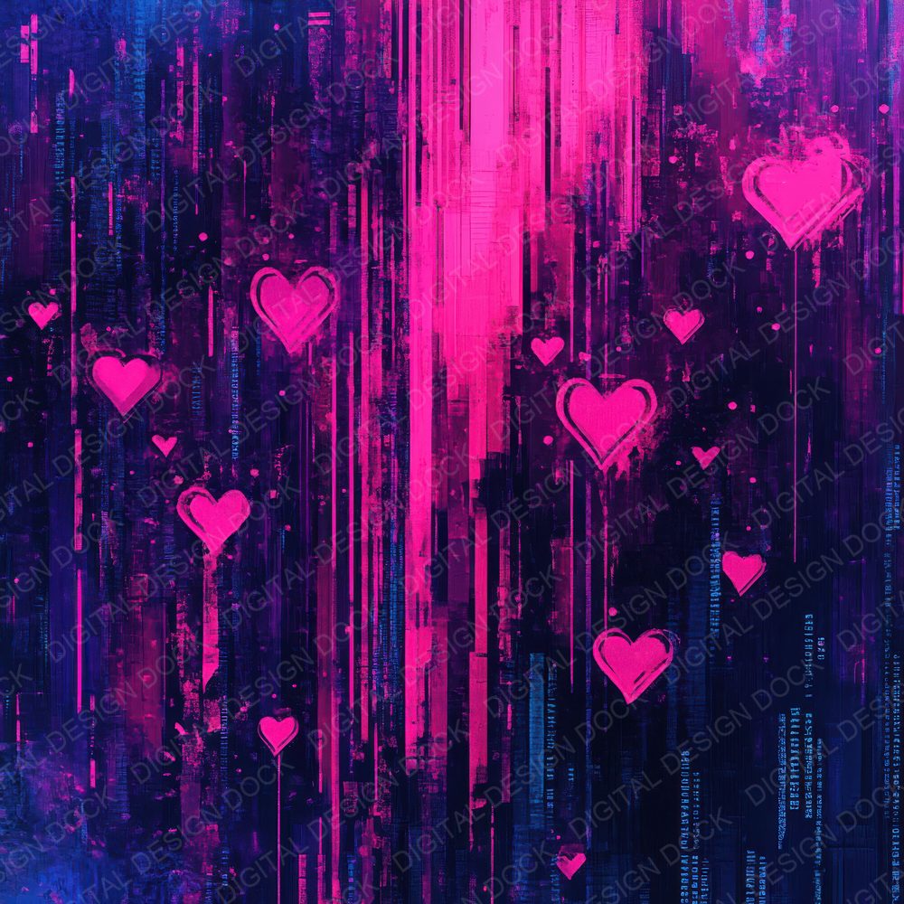 Neon Pixel Love Digital Paper Pack (DDD002723)