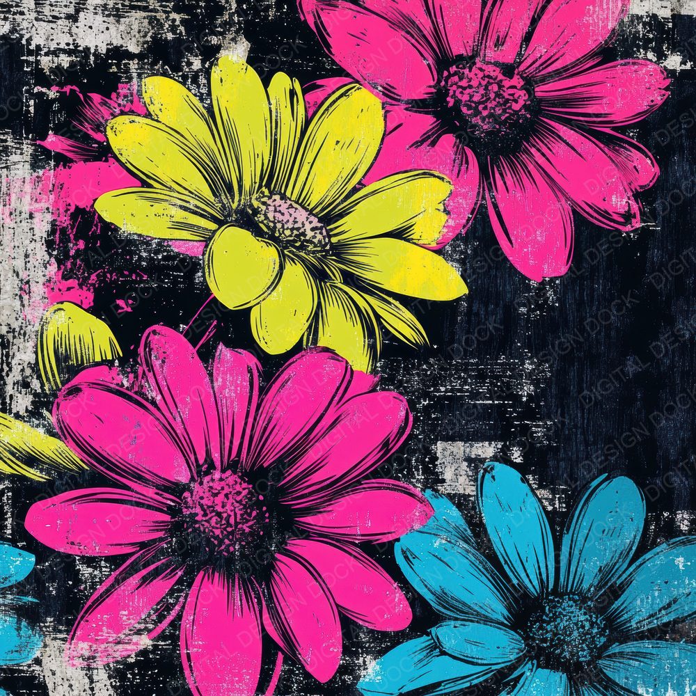 Neon Pop Flowers Digital Paper Pack (DDD002724)
