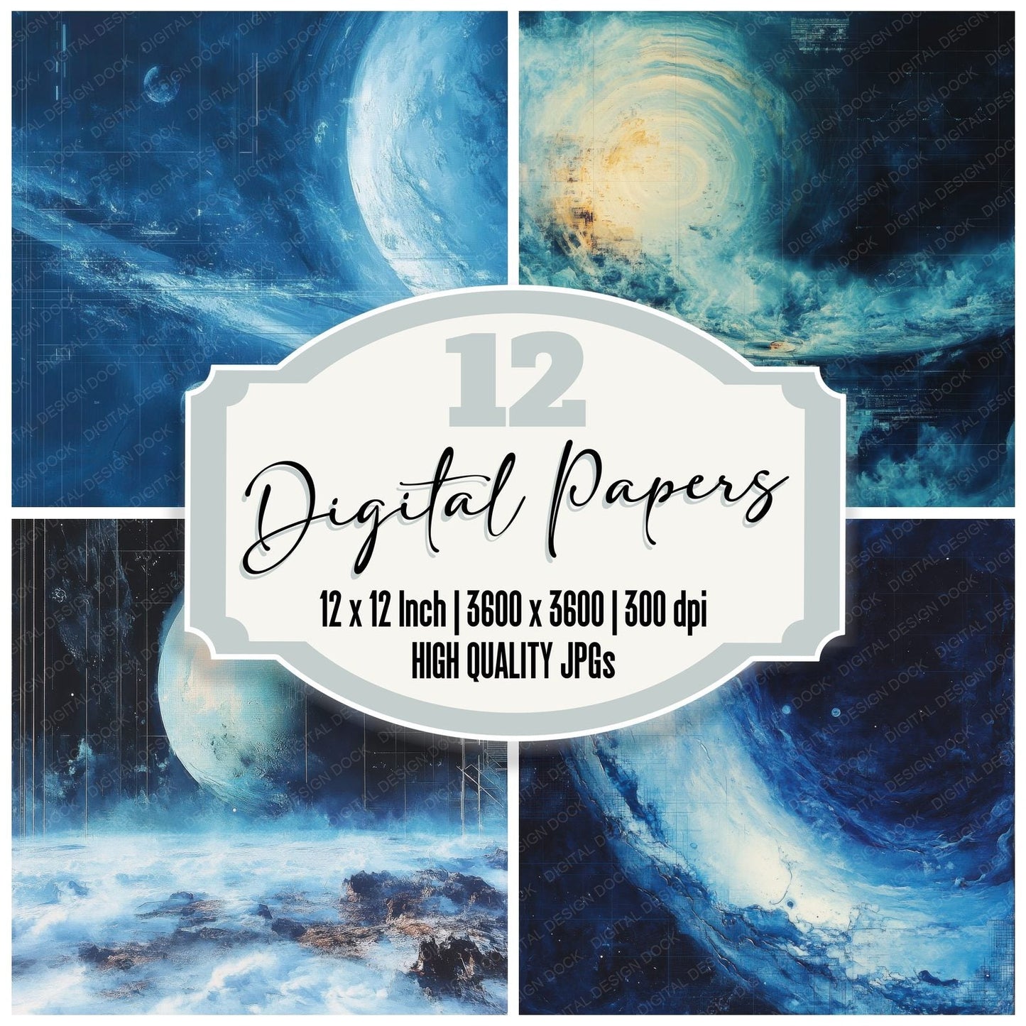 Neptune Storm Grid Digital Paper Pack (DDD002744)
