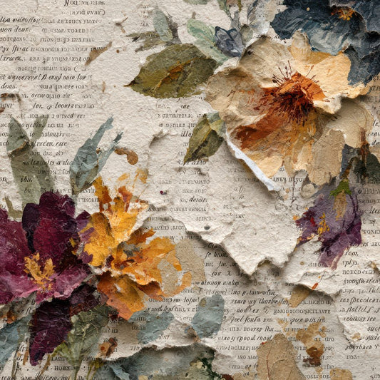 Newspaper Scrap Floral Ink Digital Paper Pack (DDD002751)