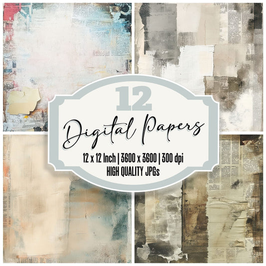 Newsprint Paper Layers Digital Paper Pack (DDD002753)
