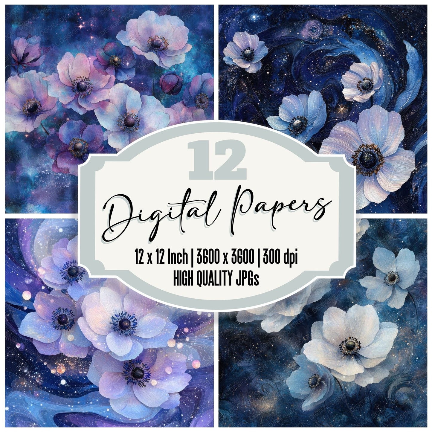 Noctilucent Anemone Stars Digital Paper Pack (DDD002755)