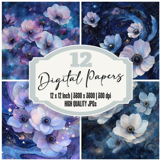 Noctilucent Anemone Stars Digital Paper Pack (DDD002755)