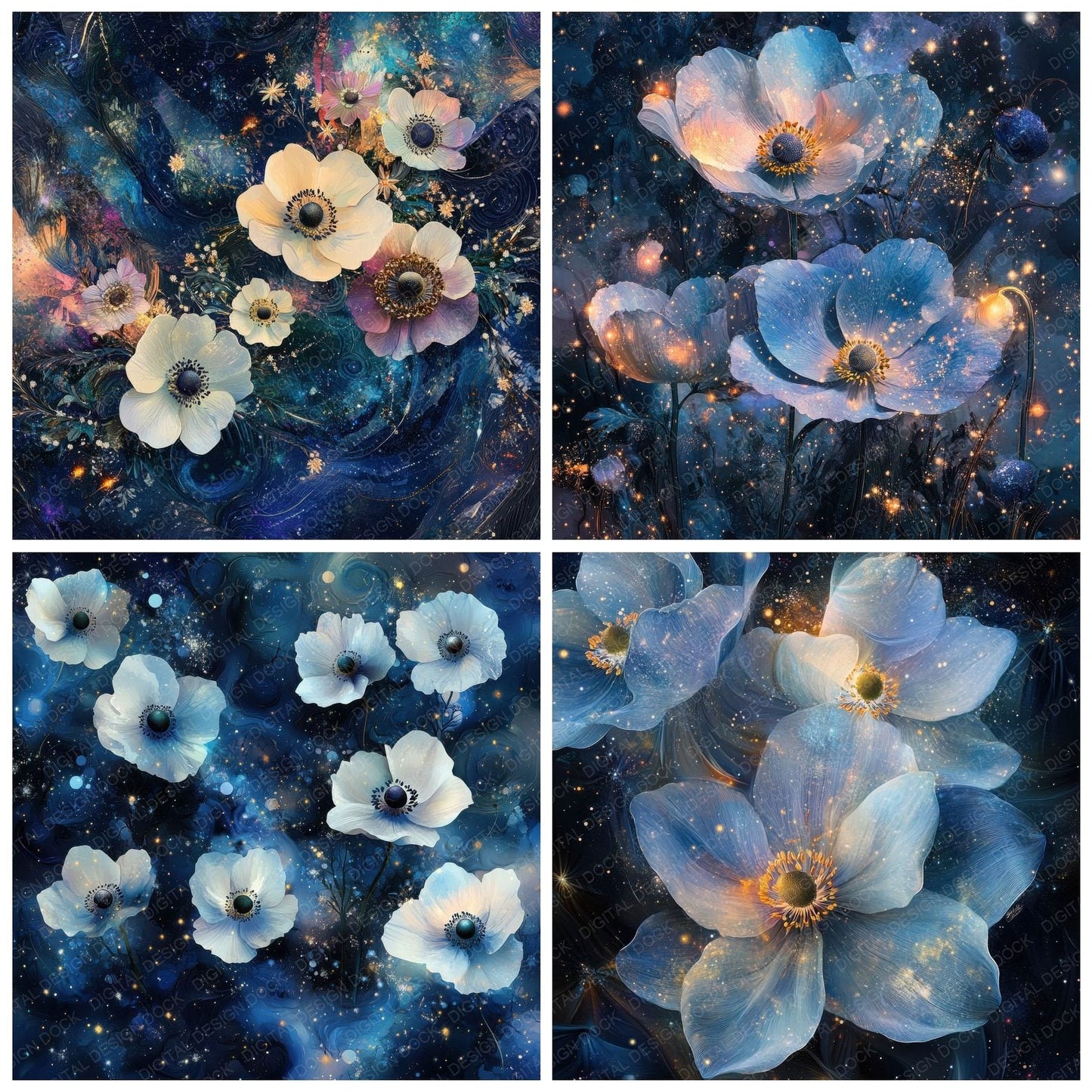Noctilucent Anemone Stars Digital Paper Pack (DDD002755)