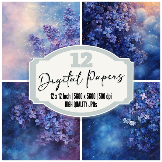 Noctilucent Lilac Glow Digital Paper Pack (DDD002756)