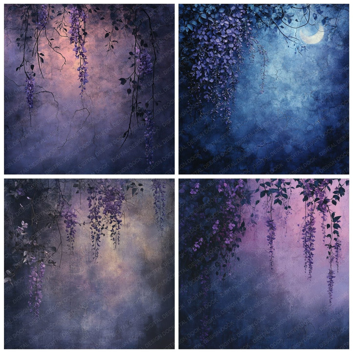 Noctilucent Wisteria Mist Digital Paper Pack (DDD002757)