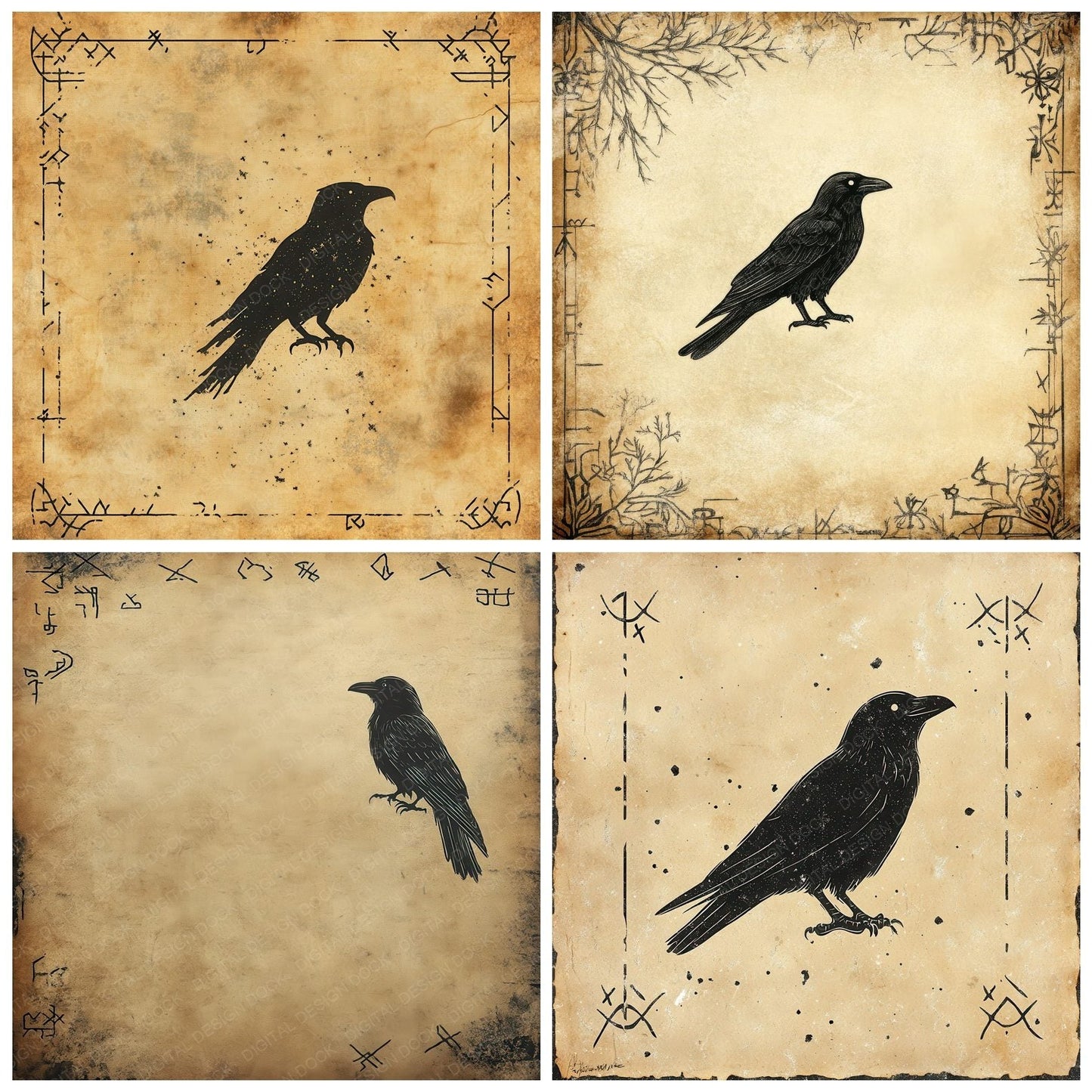 Nordic Rune Raven Dust Digital Paper Pack (DDD002764)