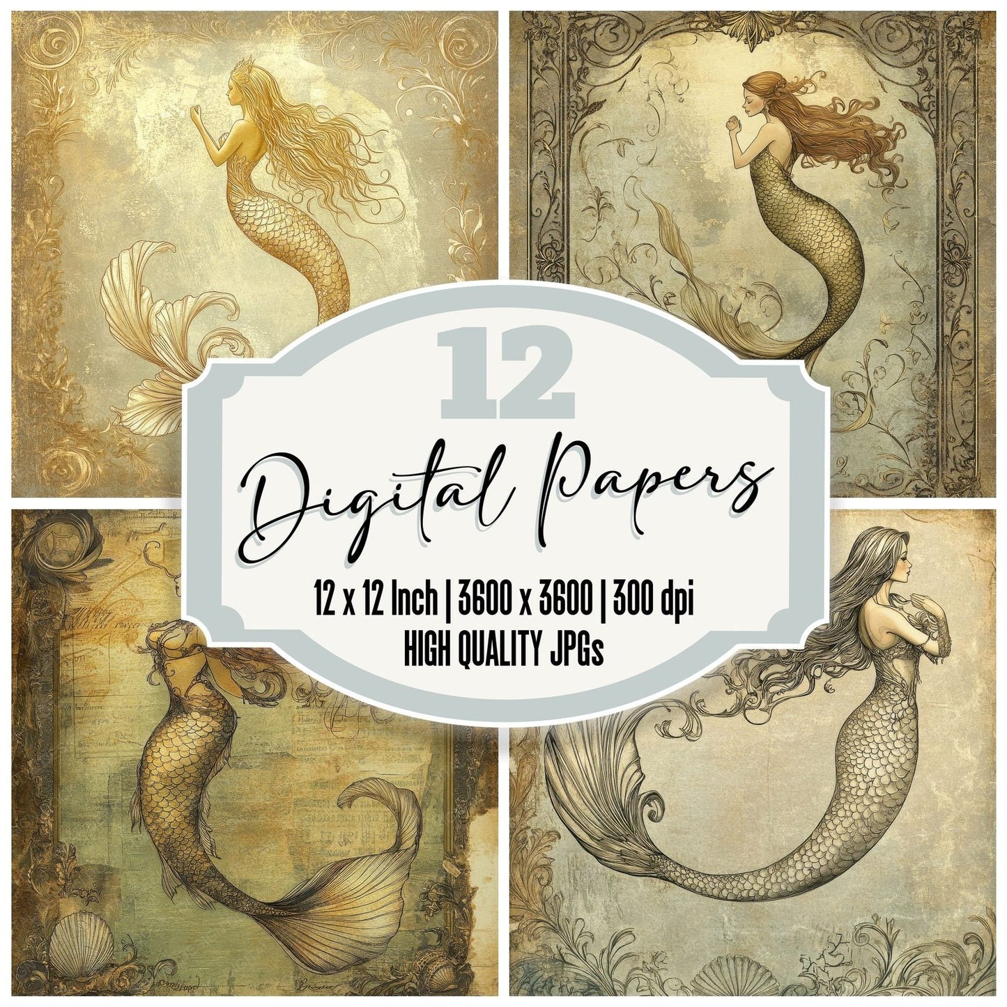 Nouveau Mermaid Digital Paper Pack (DDD002772)