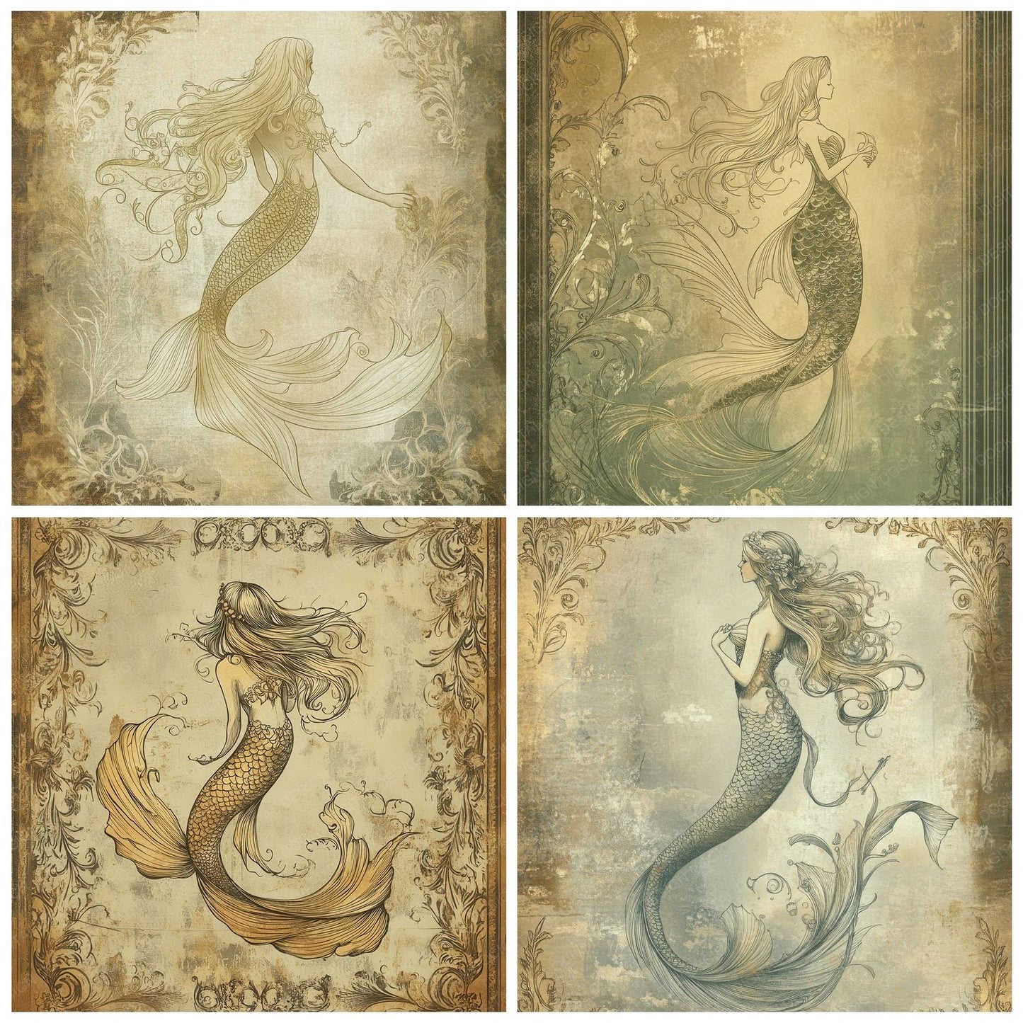 Nouveau Mermaid Digital Paper Pack (DDD002772)