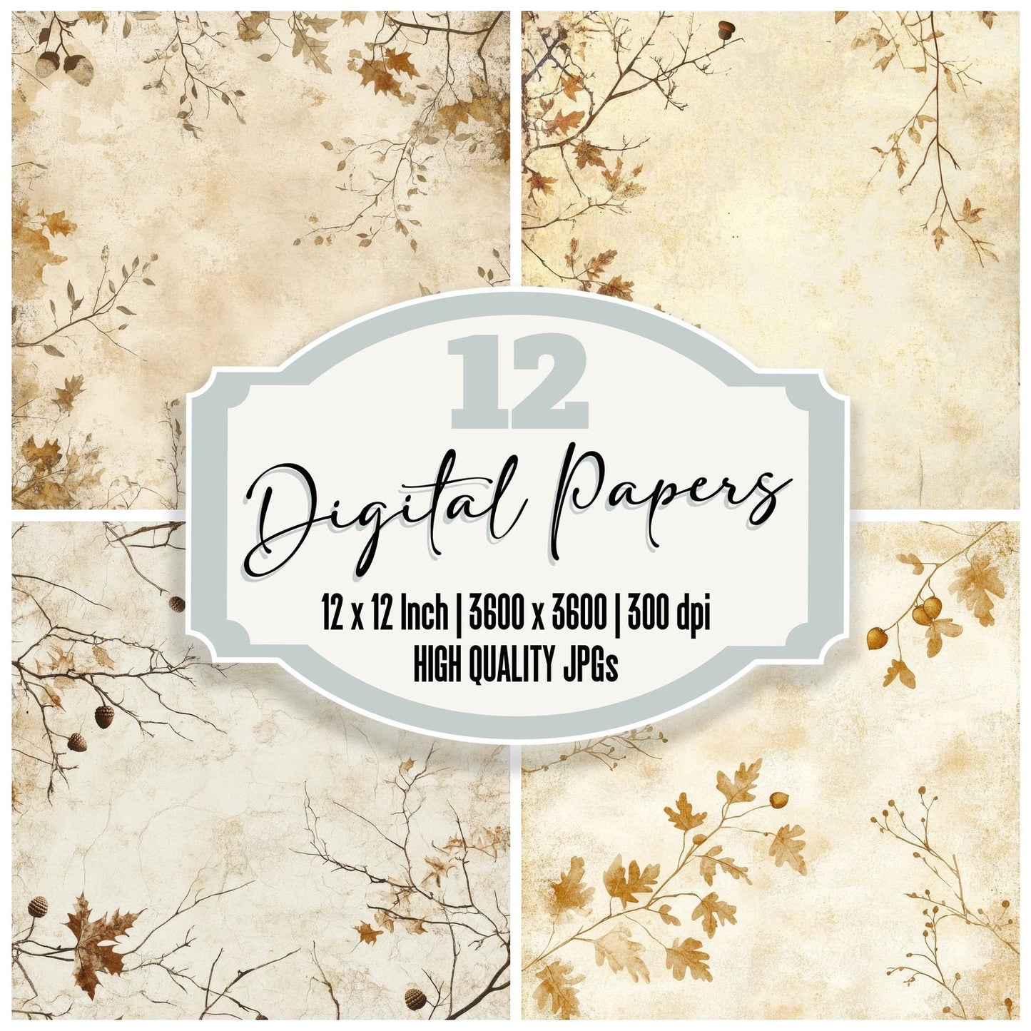 Oak Leaves and Acorns Digital Paper Pack (DDD002774)