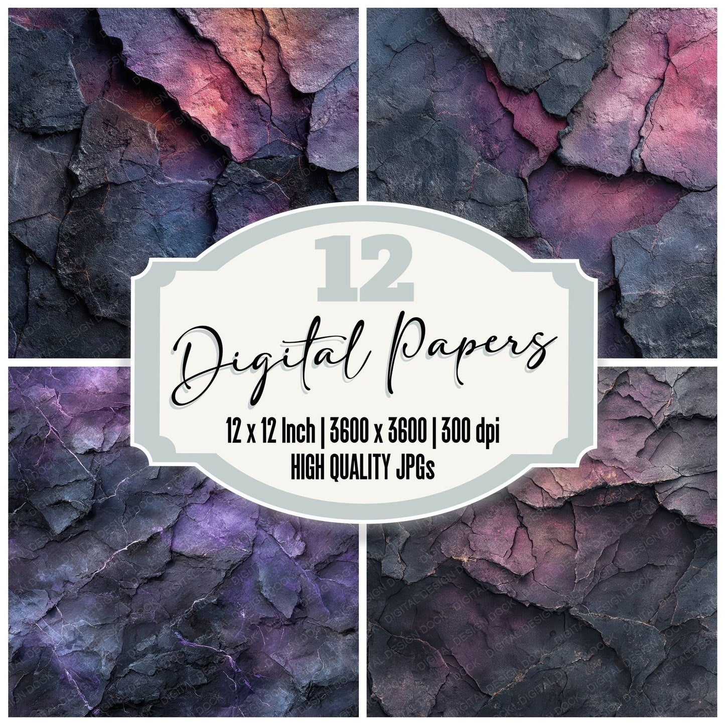 Obsidian Dusk Violet Ash Digital Paper Pack (DDD002776)