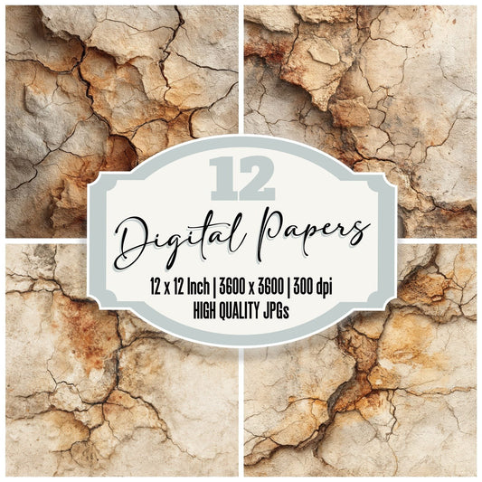 Ochre Cracked Mud Vein Digital Paper Pack (DDD002782)