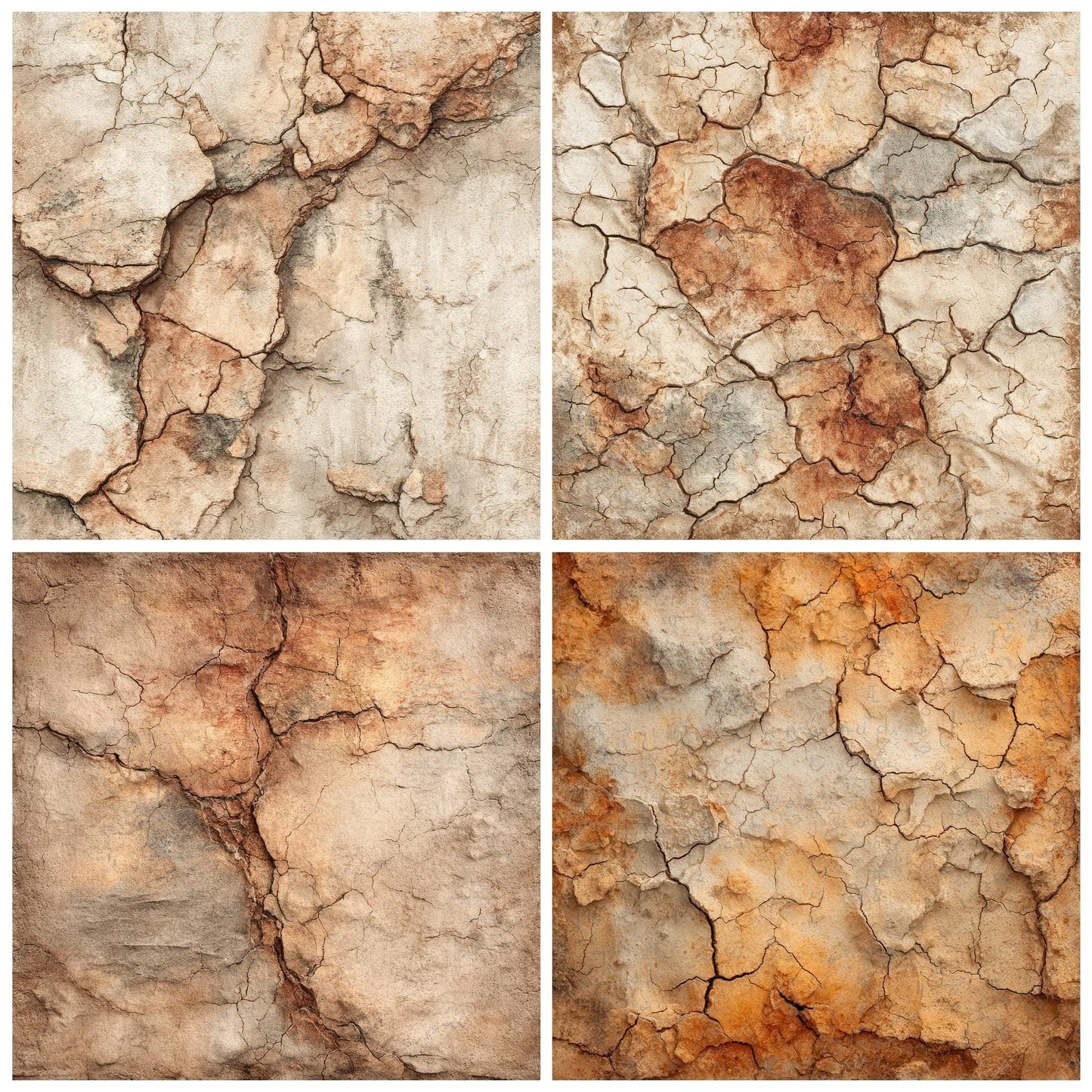 Ochre Cracked Mud Vein Digital Paper Pack (DDD002782)
