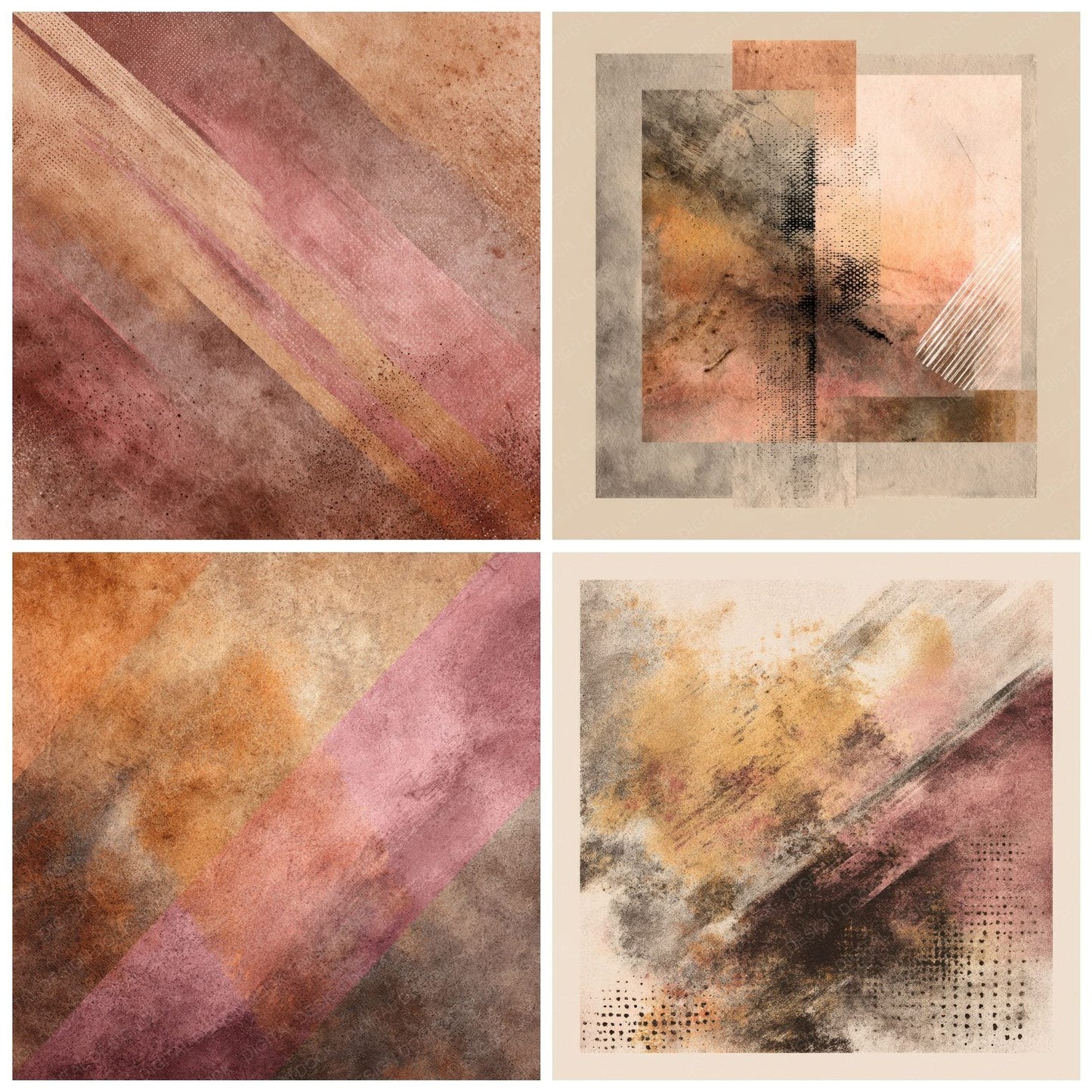 Ochre Rose Fold Digital Paper Pack (DDD002791)