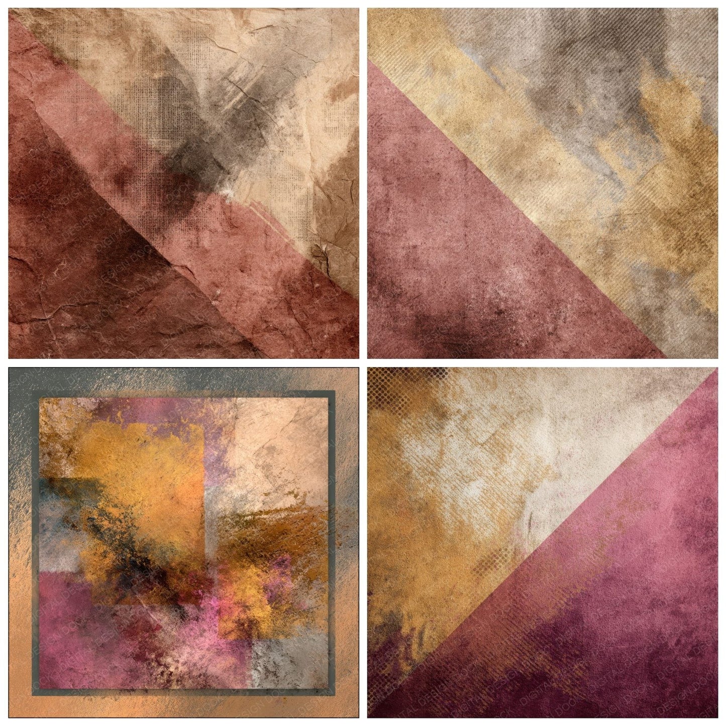 Ochre Rose Fold Digital Paper Pack (DDD002791)