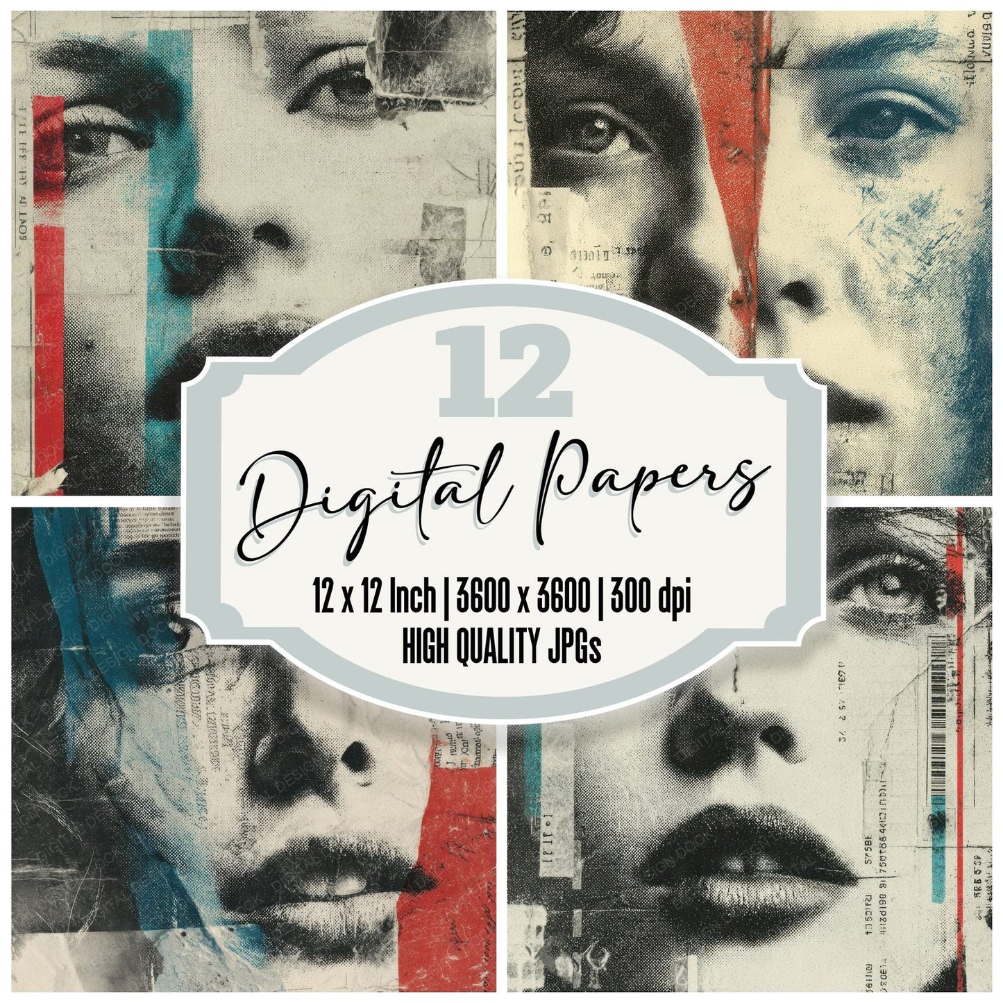 Offset Face Text Digital Paper Pack (DDD002796)