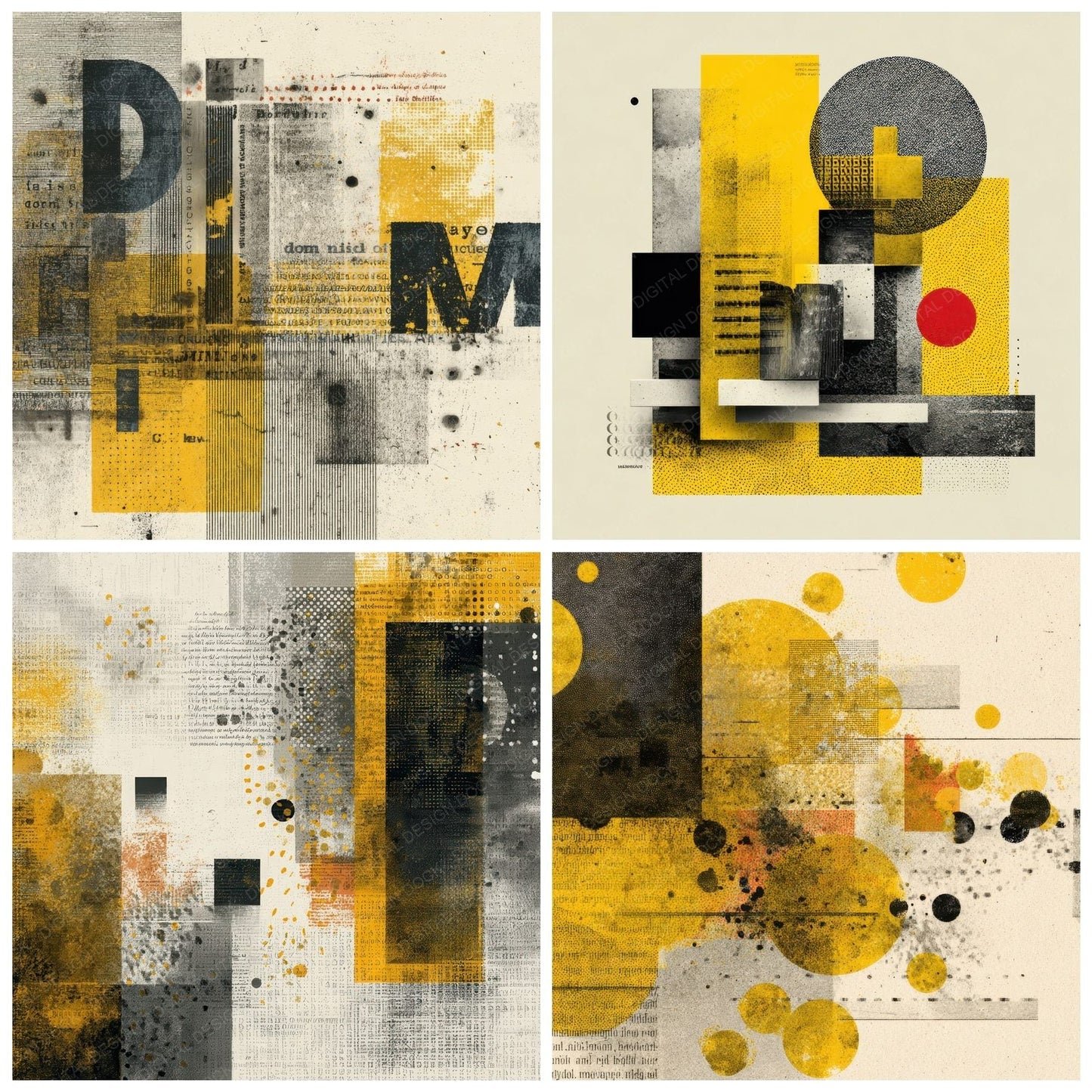 Offset Letter Yellow Line Shadow Digital Paper Pack (DDD002801)