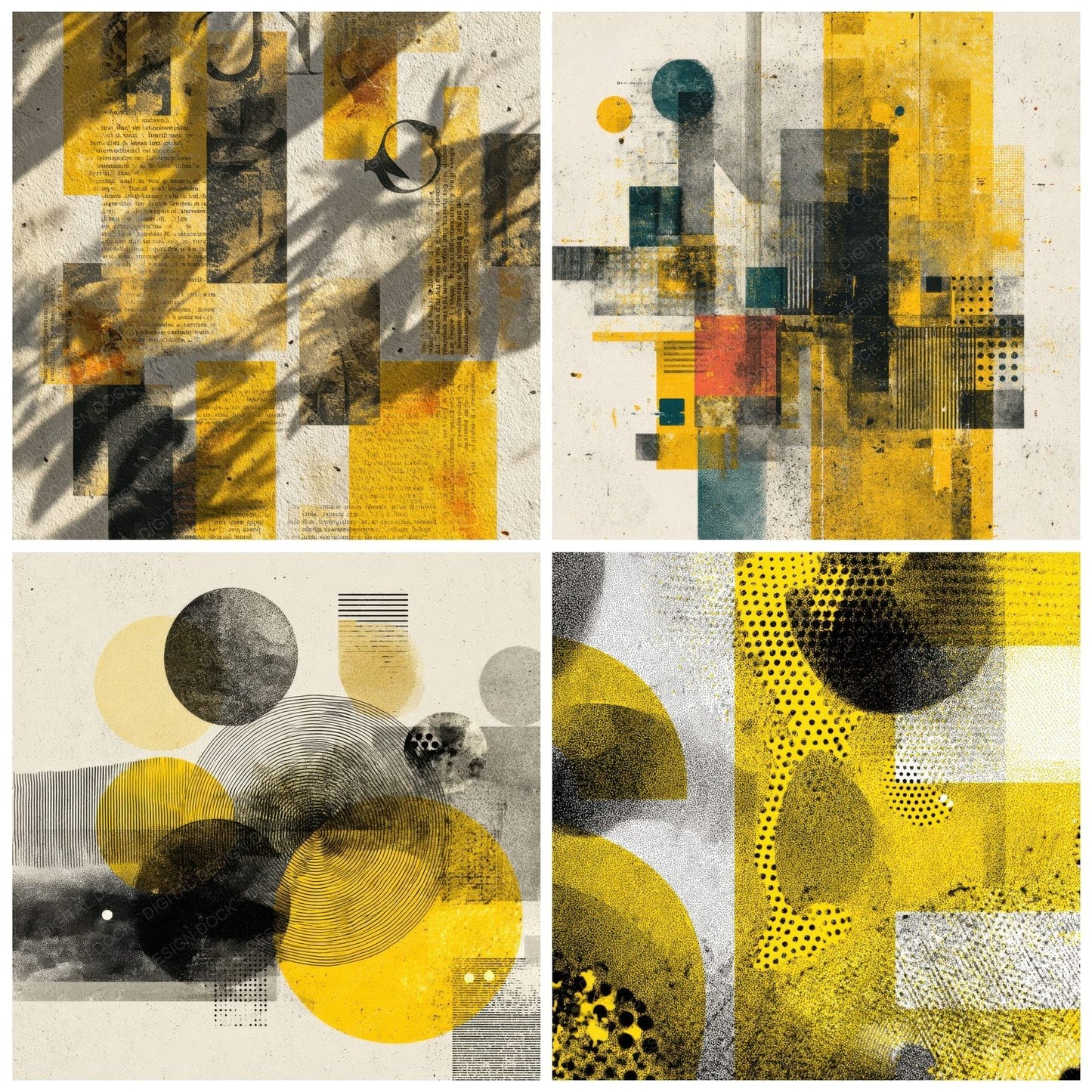 Offset Letter Yellow Line Shadow Digital Paper Pack (DDD002801)