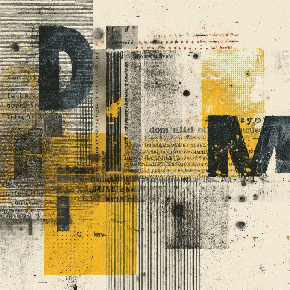 Offset Letter Yellow Line Shadow Digital Paper Pack (DDD002801)