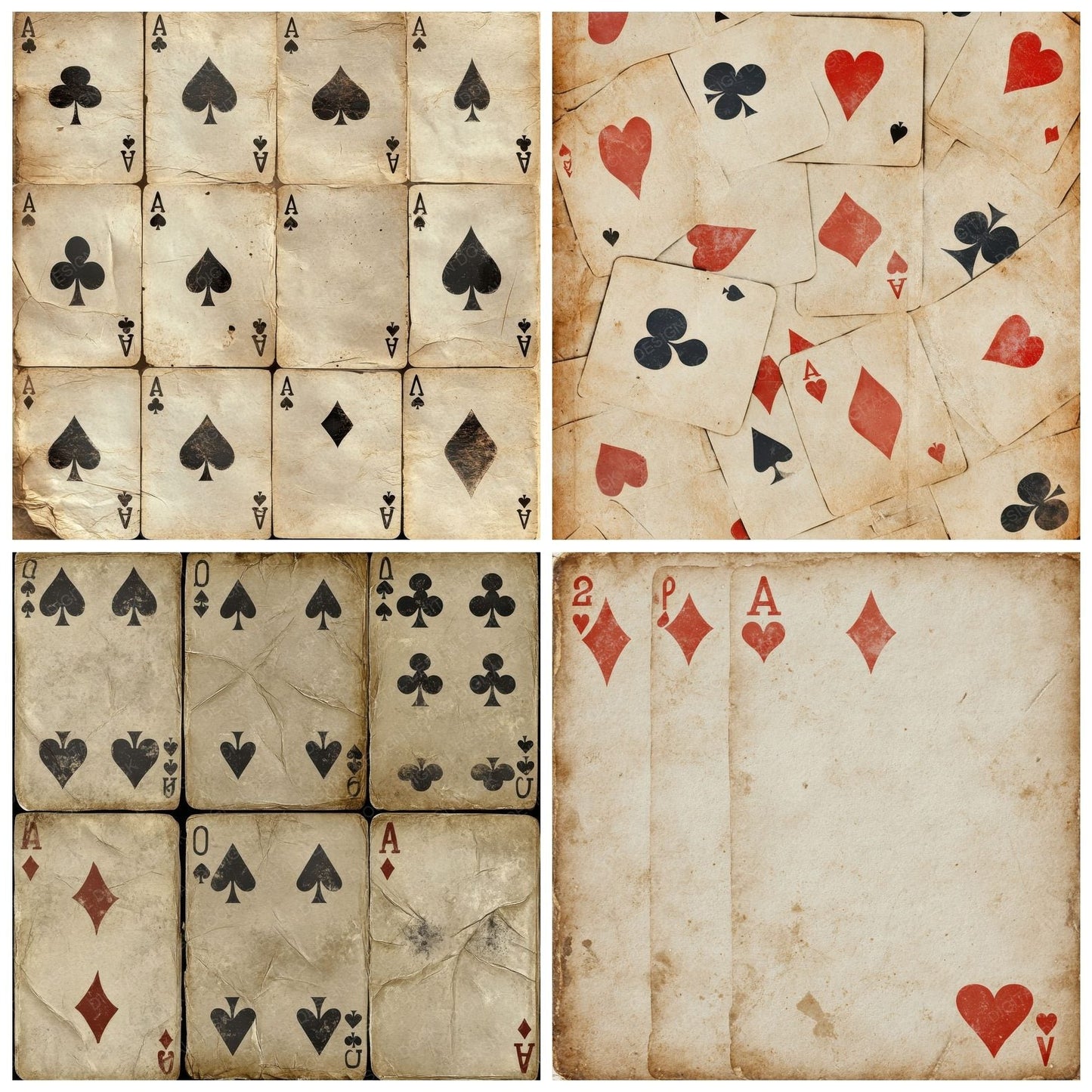 Old Playing Cards Background Digital Paper Pack (DDD002813)