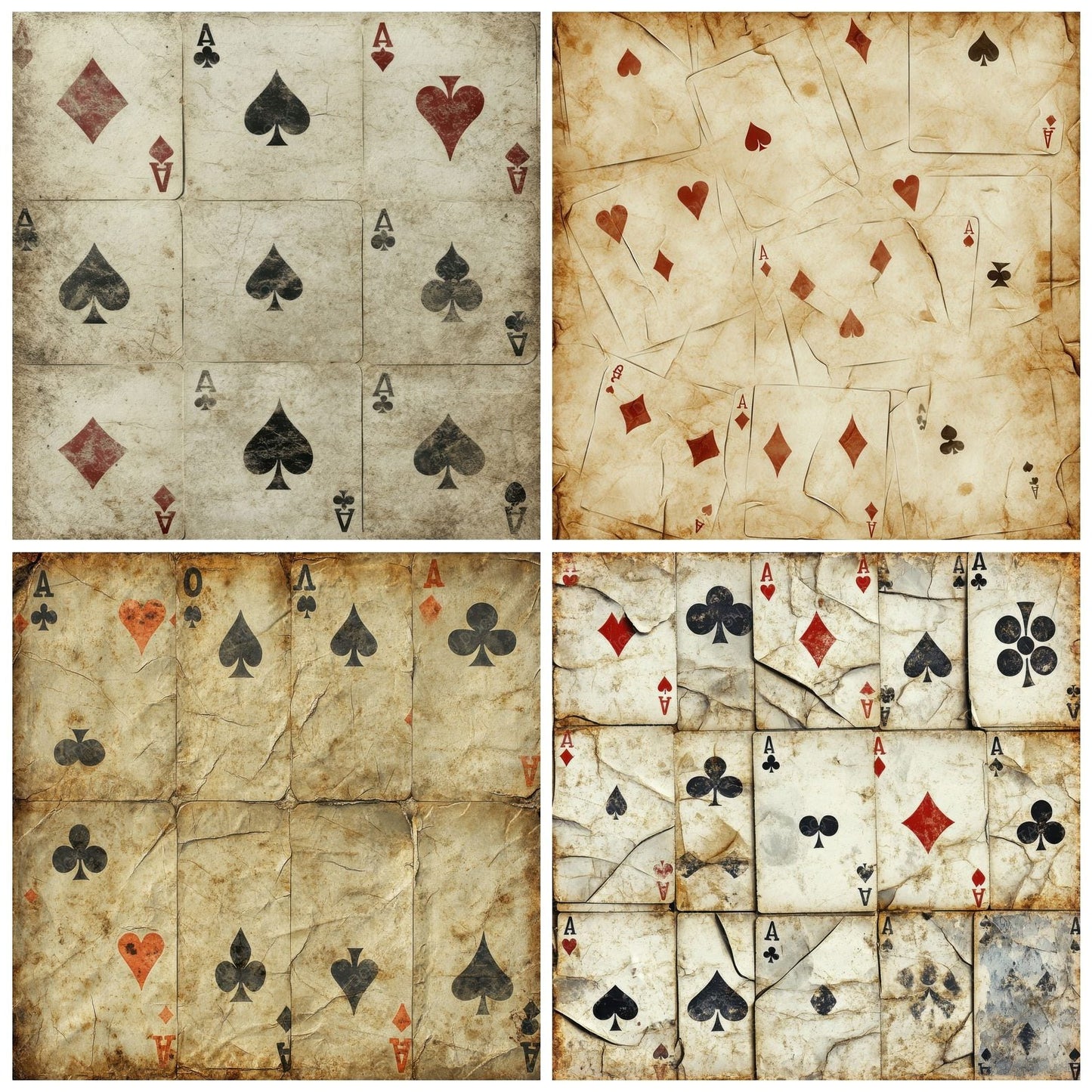 Old Playing Cards Background Digital Paper Pack (DDD002813)