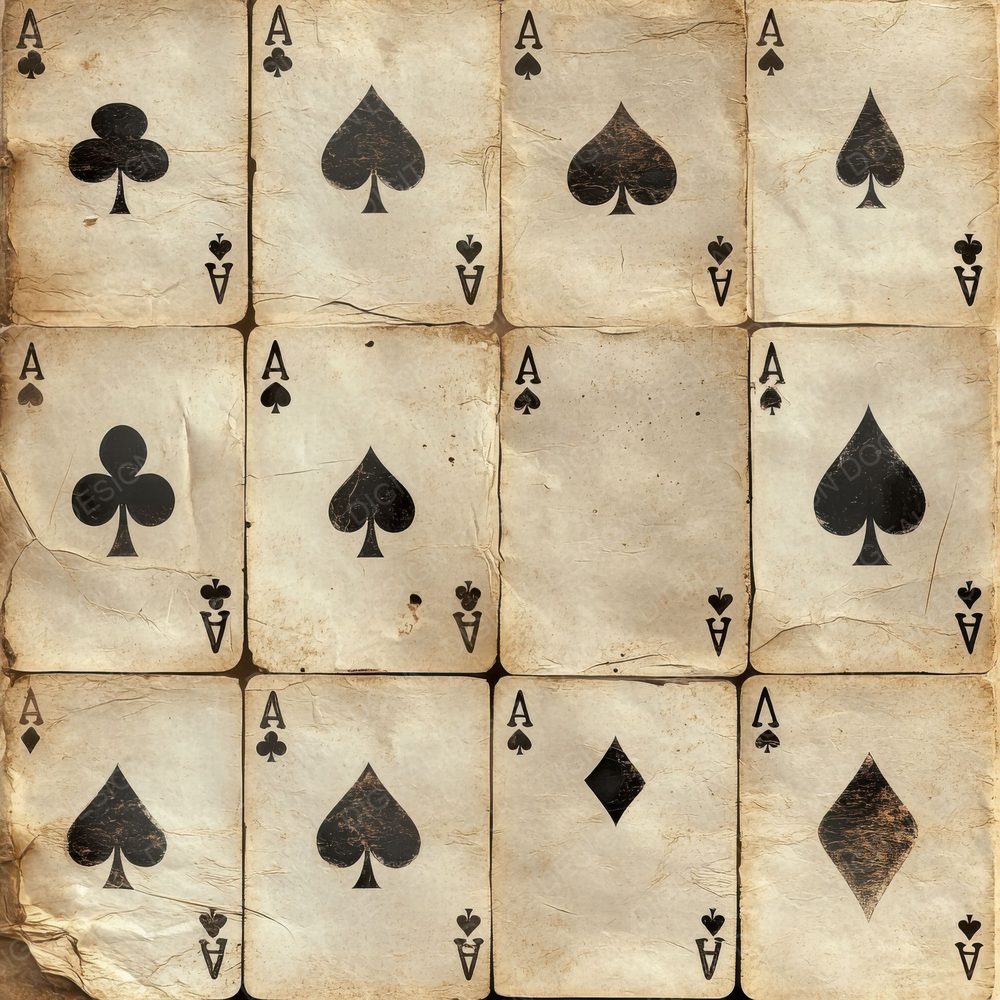Old Playing Cards Background Digital Paper Pack (DDD002813)