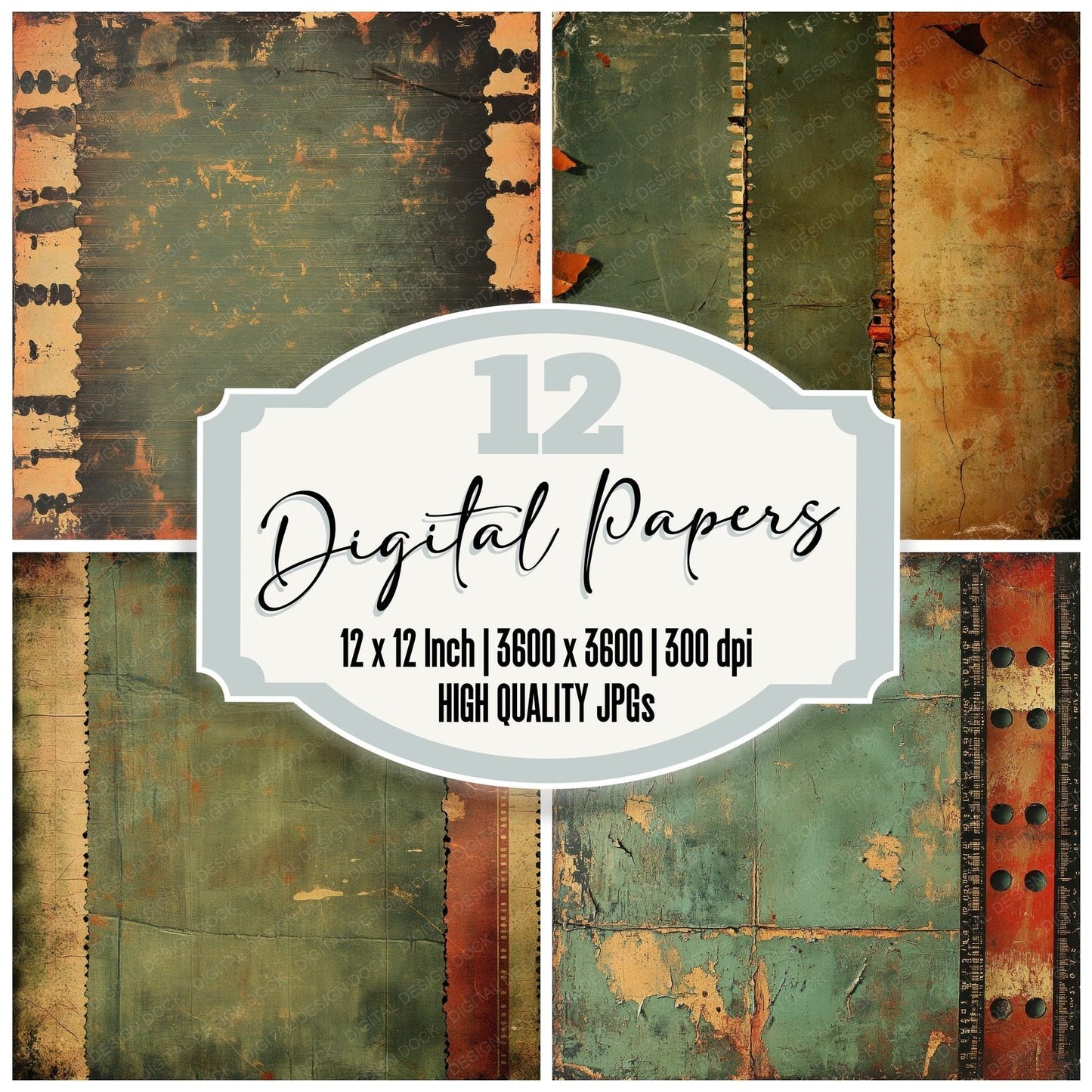 Olive Rust Texture Digital Paper Pack (DDD002819)