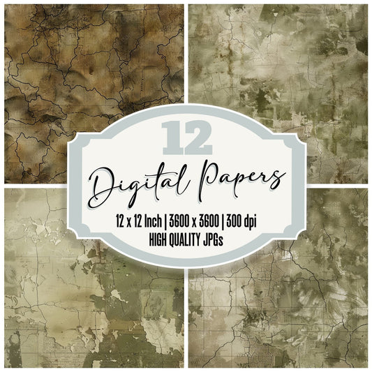 Olive and Khaki Military Maps Digital Paper Pack (DDD002820)