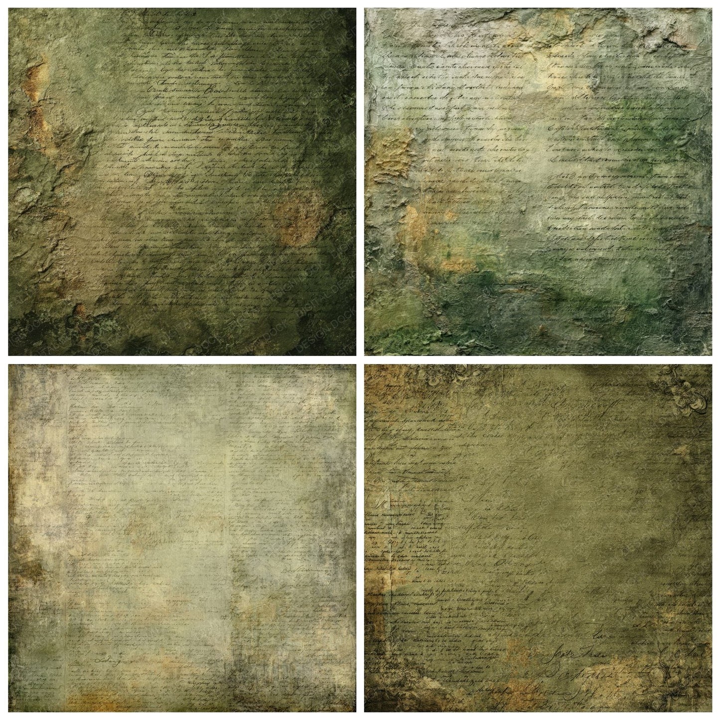 Olive Script Stitch Digital Paper Pack (DDD002822)