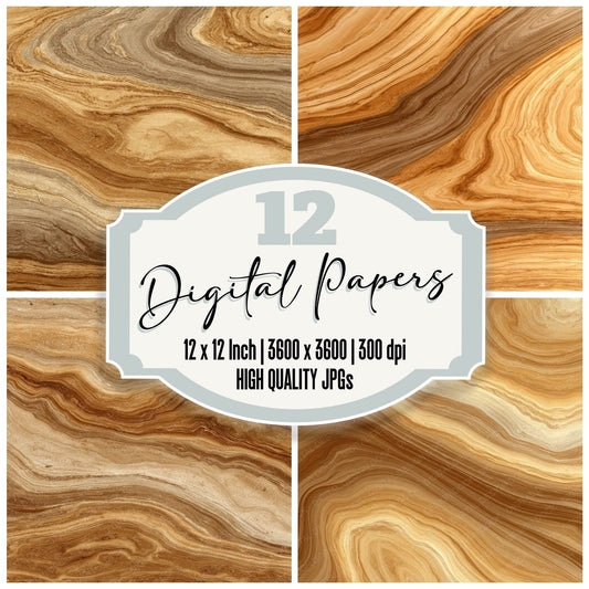 Olivewood Gold Brown Lines Digital Paper Pack (DDD002824)