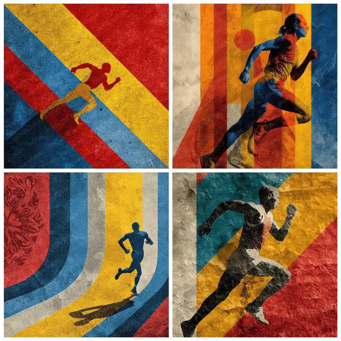 Olympic Poster Red Blue Gold Digital Paper Pack (DDD002825)