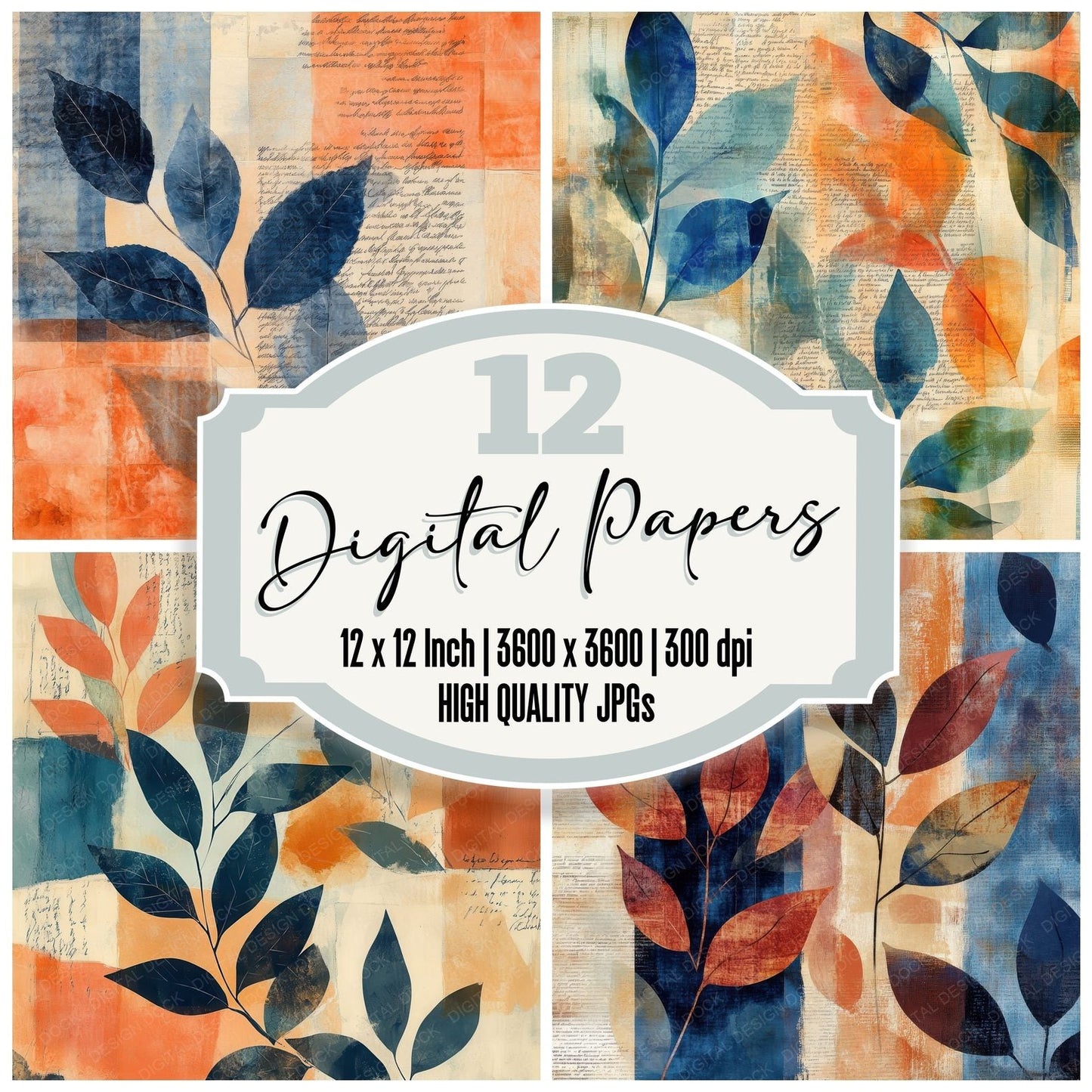 Organic Form Script Digital Paper Pack (DDD002835)