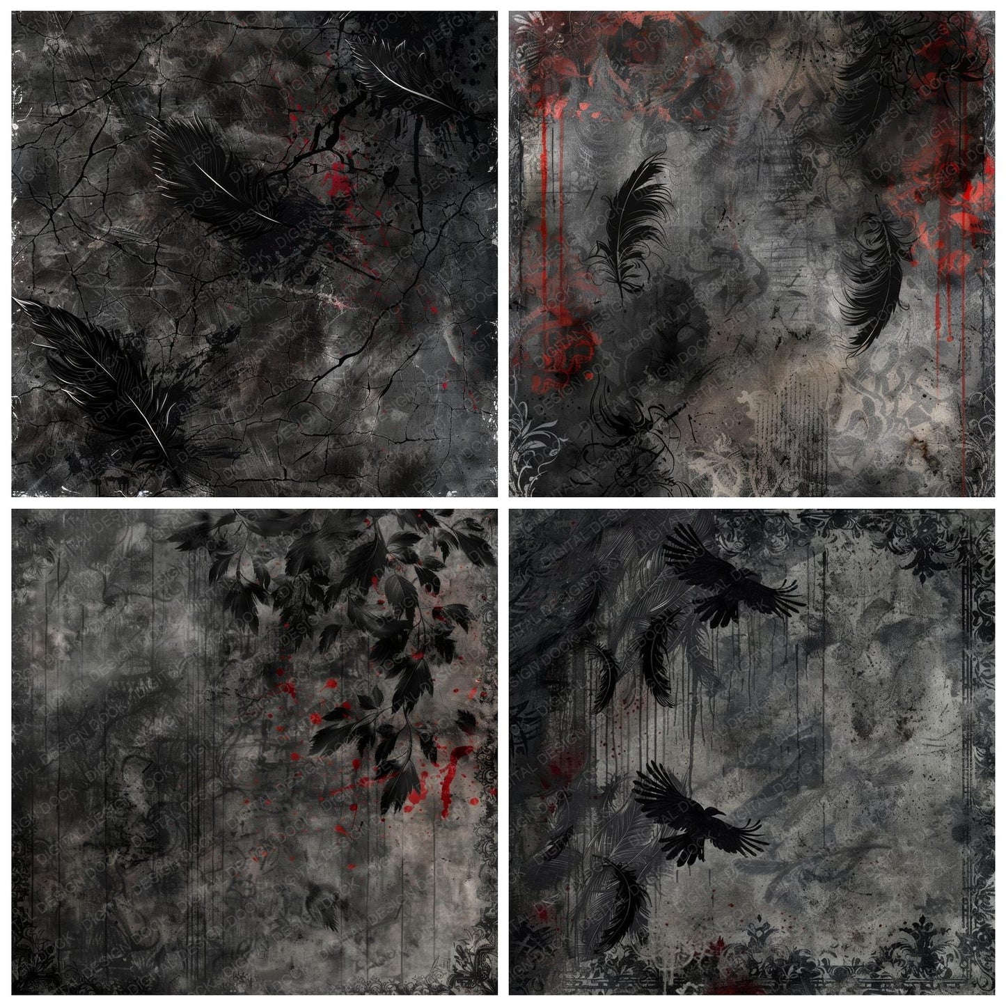 Ornate Gothic Raven Digital Paper Pack (DDD002836)