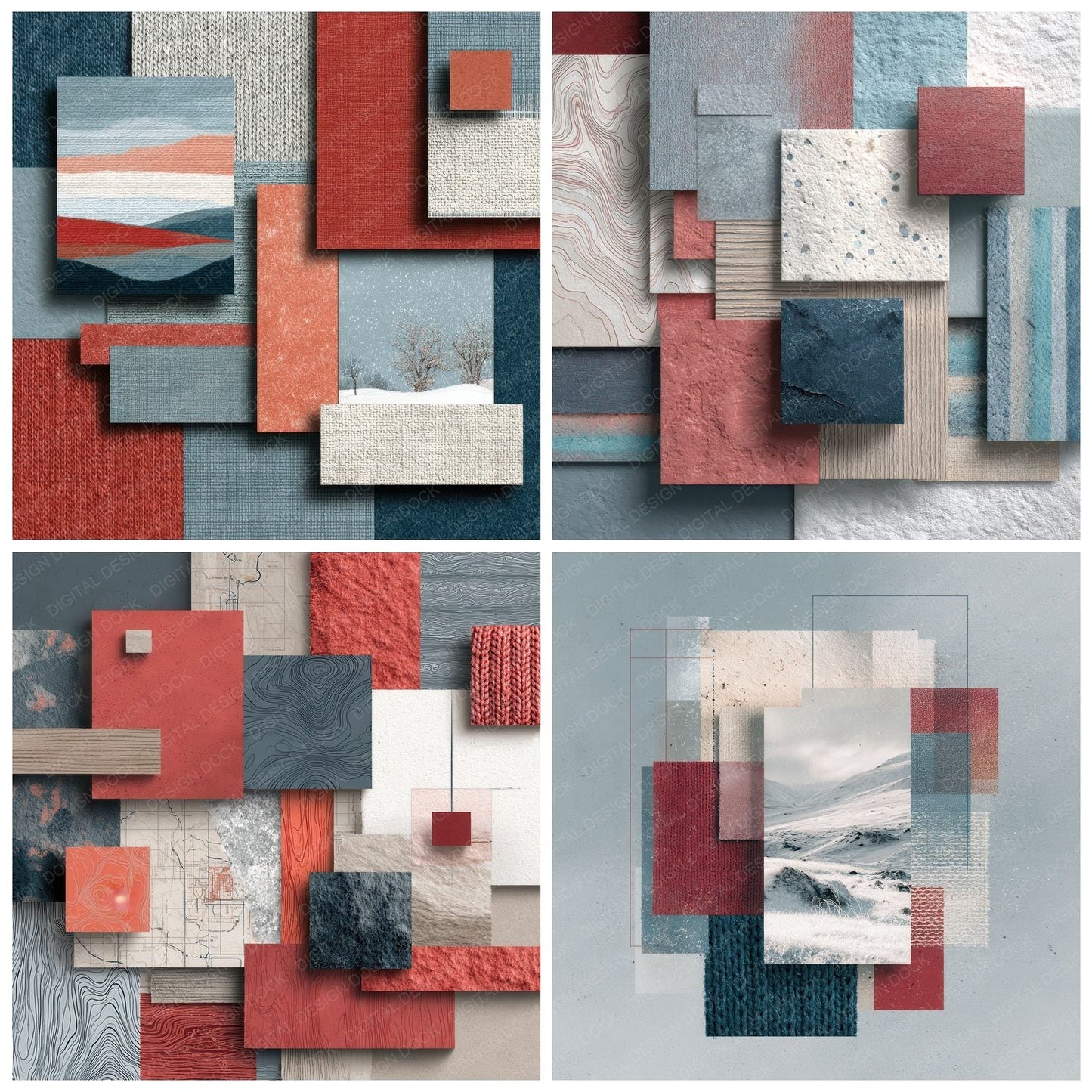 Oslo Collage Fjord Knit Map Digital Paper Pack (DDD002838)