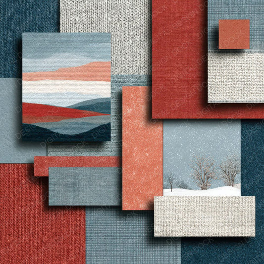 Oslo Collage Fjord Knit Map Digital Paper Pack (DDD002838)