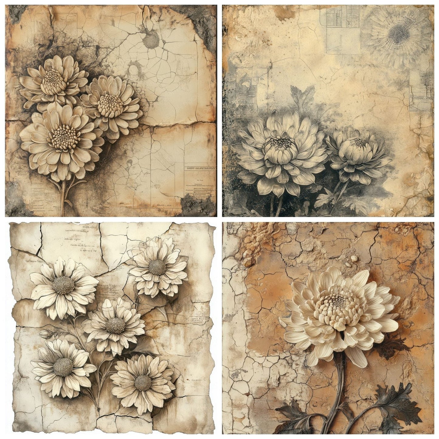 Ossified Chrysanthemum Fossil Digital Paper Pack (DDD002839)