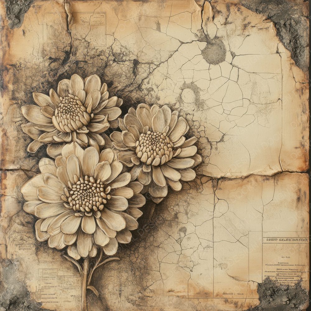 Ossified Chrysanthemum Fossil Digital Paper Pack (DDD002839)