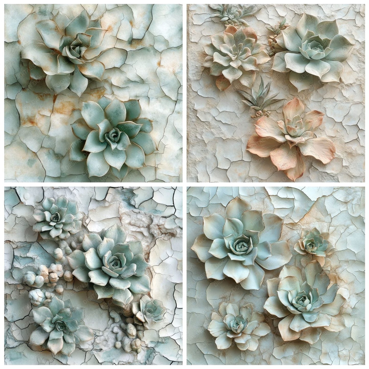 Ossified Succulent Ceramic Digital Paper Pack (DDD002842)