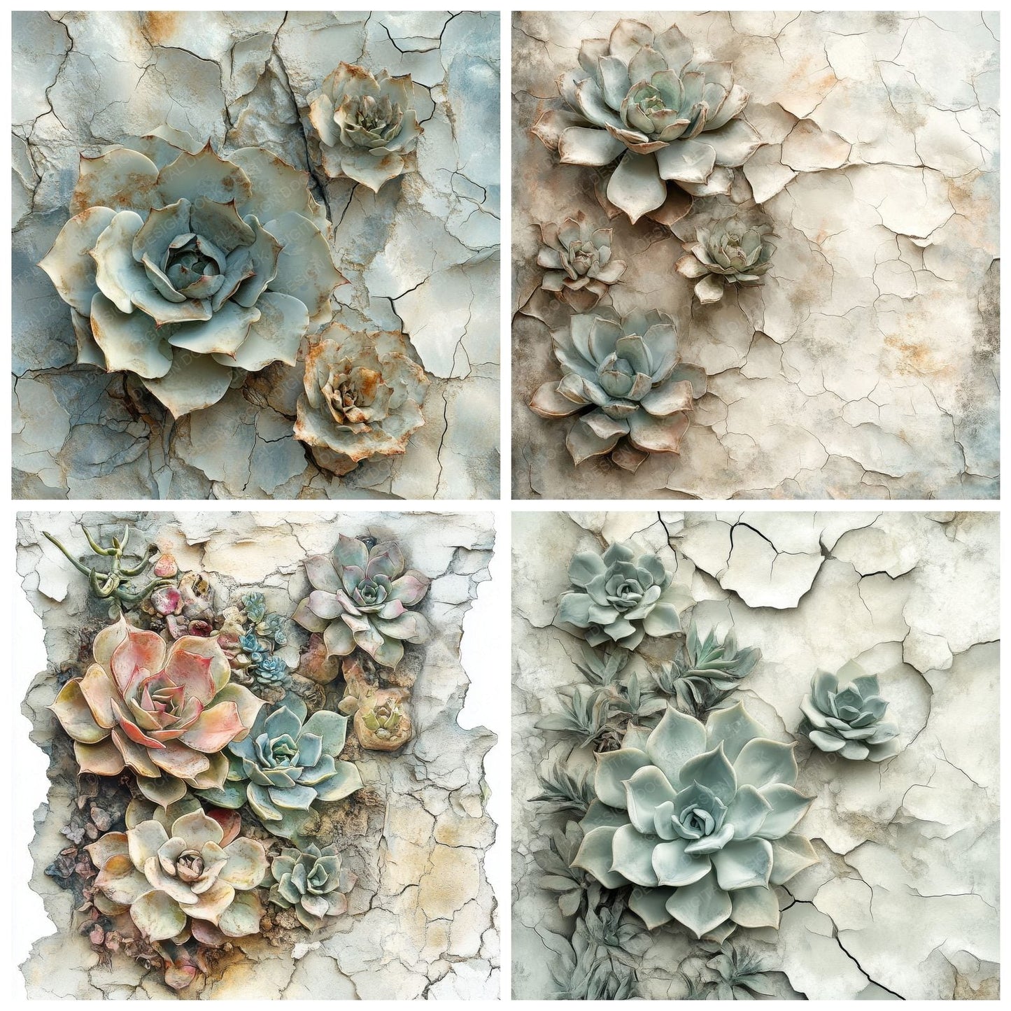 Ossified Succulent Ceramic Digital Paper Pack (DDD002842)