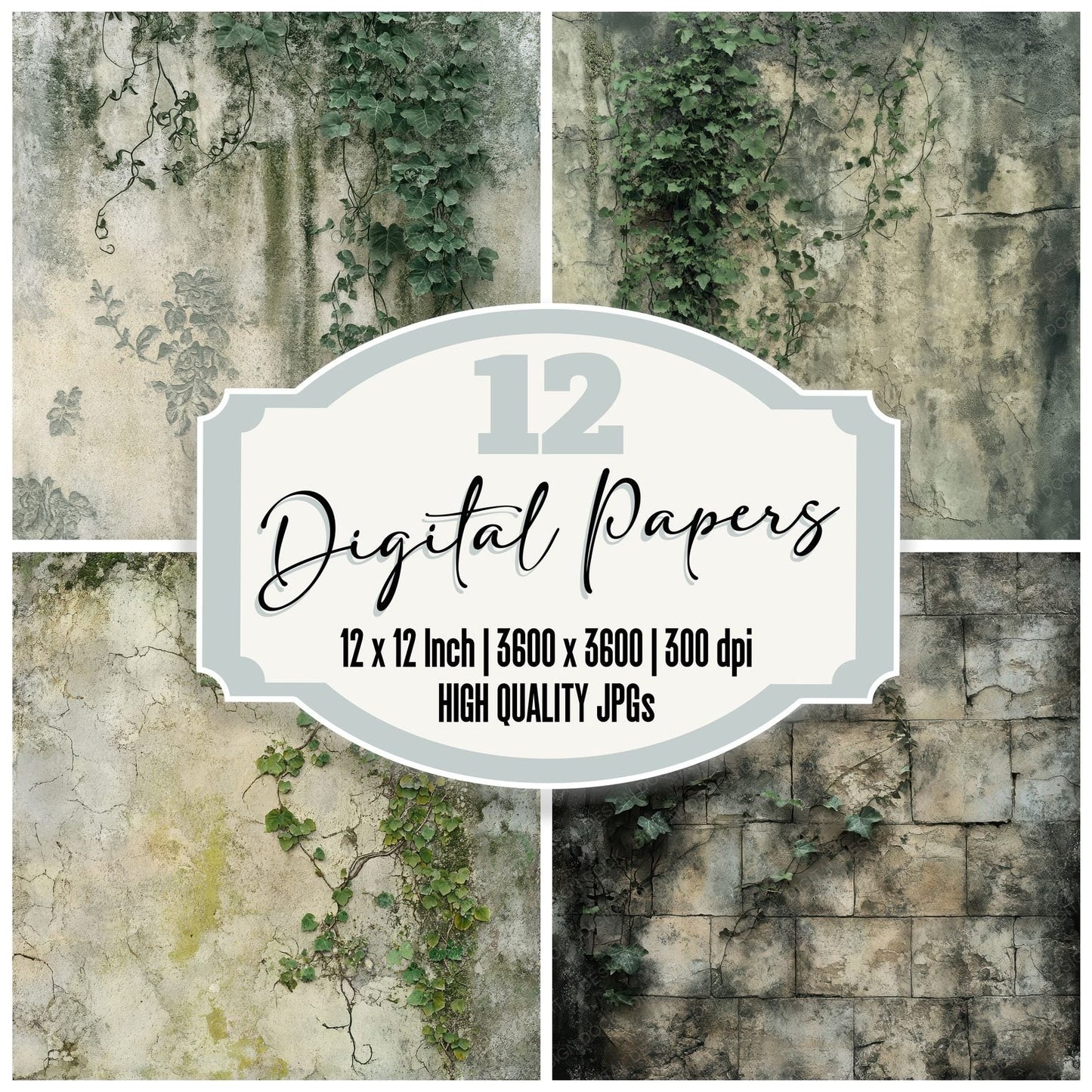 Overgrown Ruins Moss Digital Paper Pack (DDD002846)