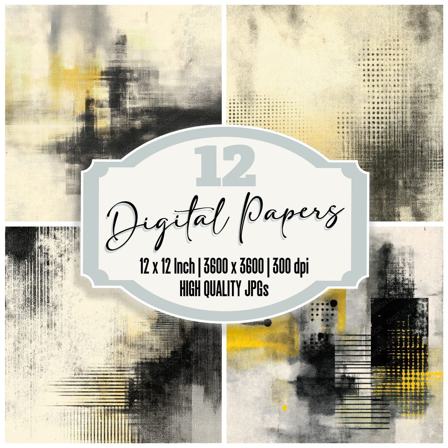 Overprint Yellow Halftone Warp Digital Paper Pack (DDD002848)