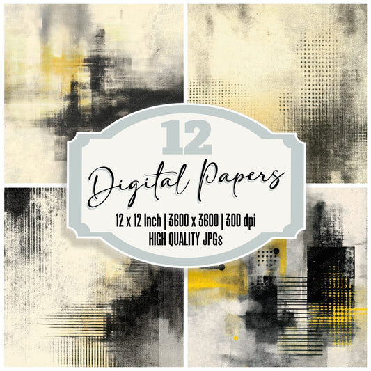 Overprint Yellow Halftone Warp Digital Paper Pack (DDD002848)