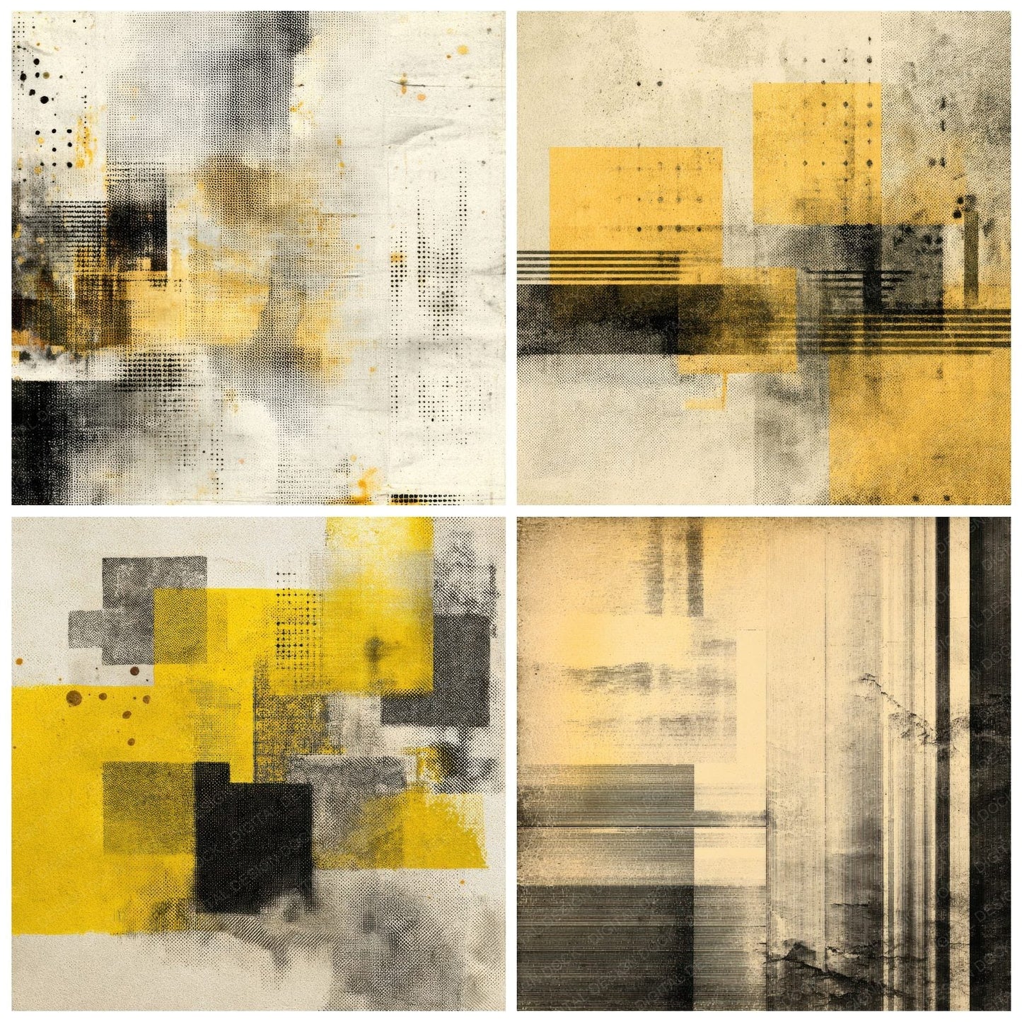 Overprint Yellow Halftone Warp Digital Paper Pack (DDD002848)