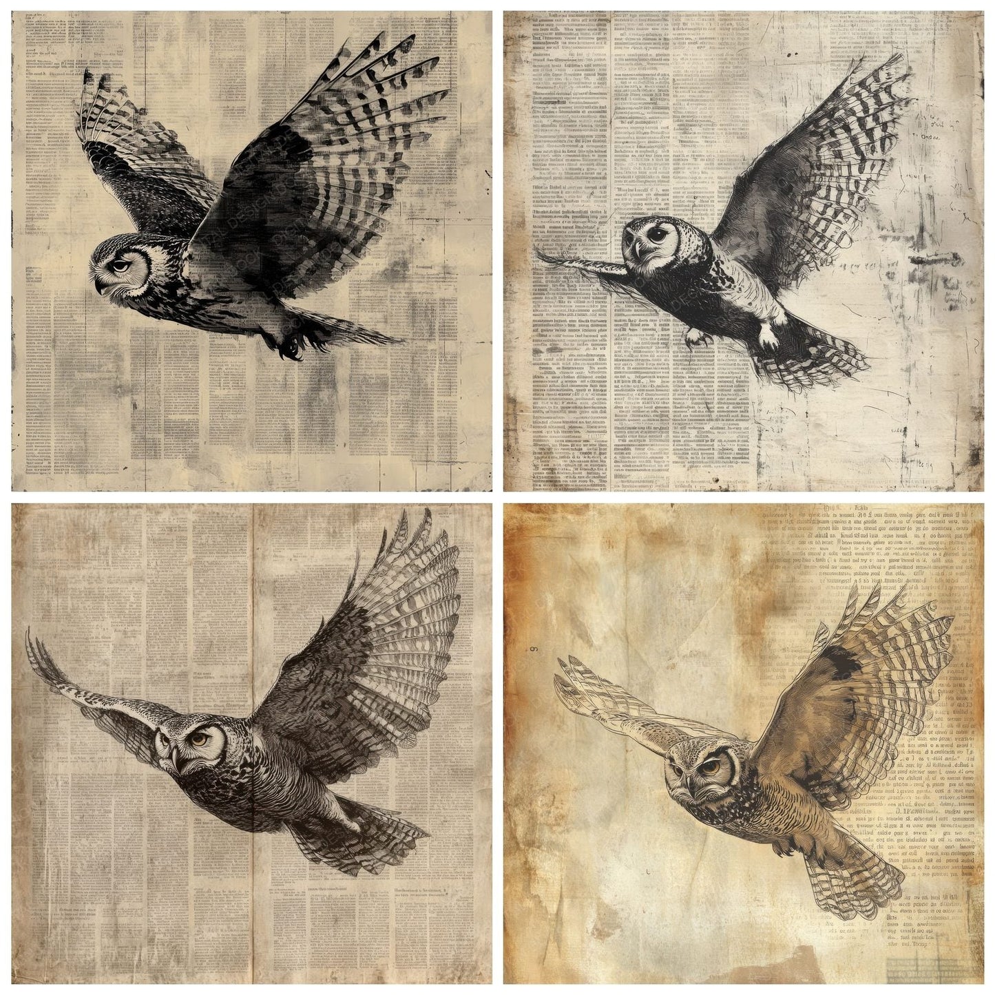 Owl Clipping Edge Digital Paper Pack (DDD002849)