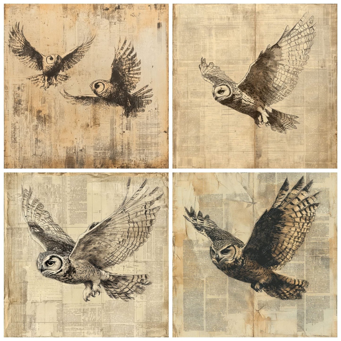 Owl Clipping Edge Digital Paper Pack (DDD002849)