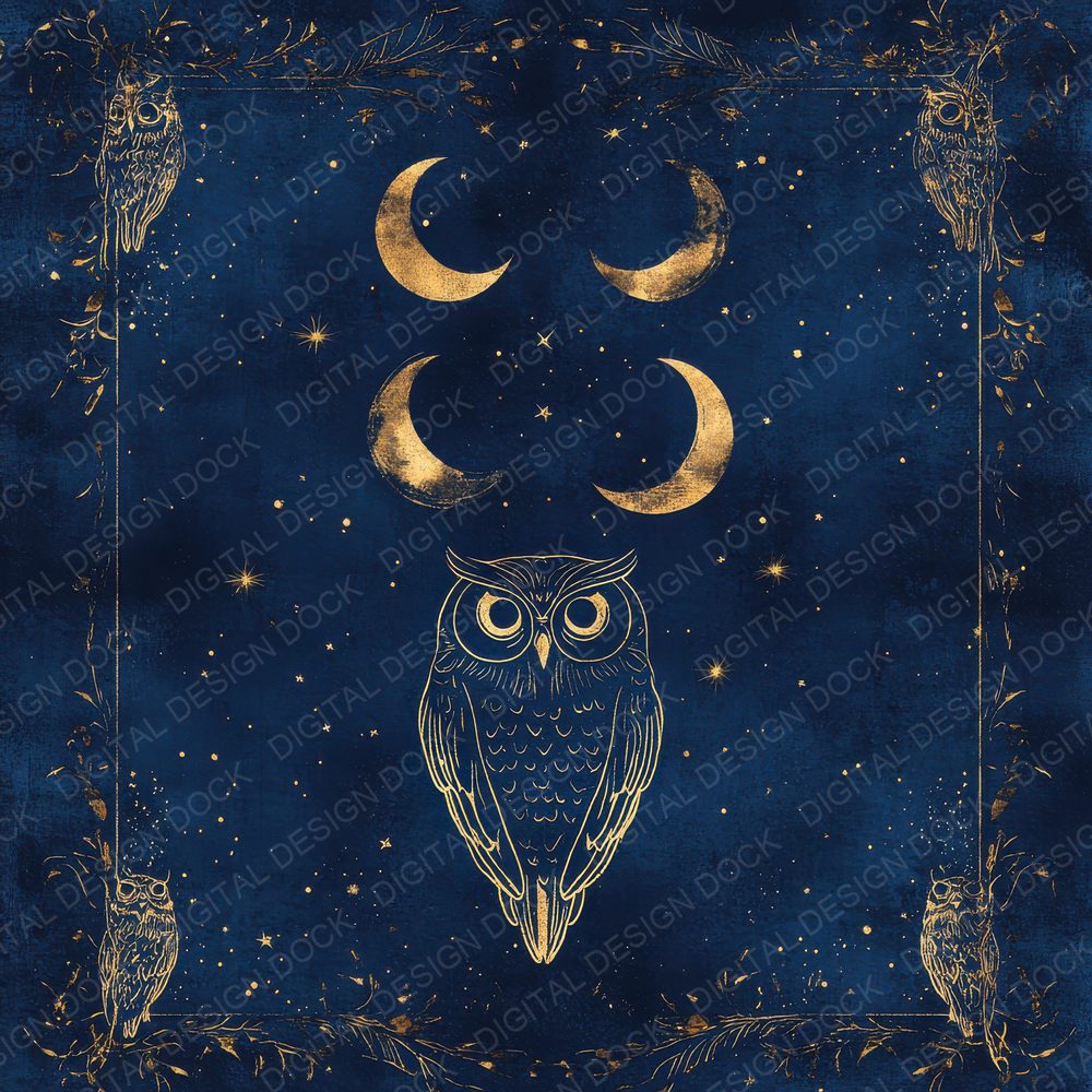 Owl Night Border Digital Paper Pack (DDD002852)
