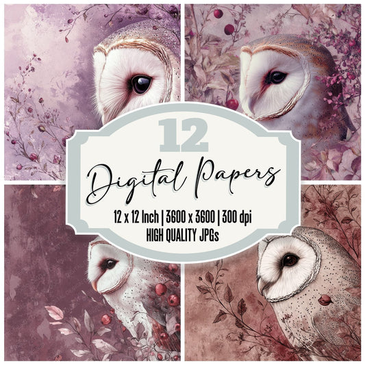 Owl Rosehip Drift Digital Paper Pack (DDD002853)