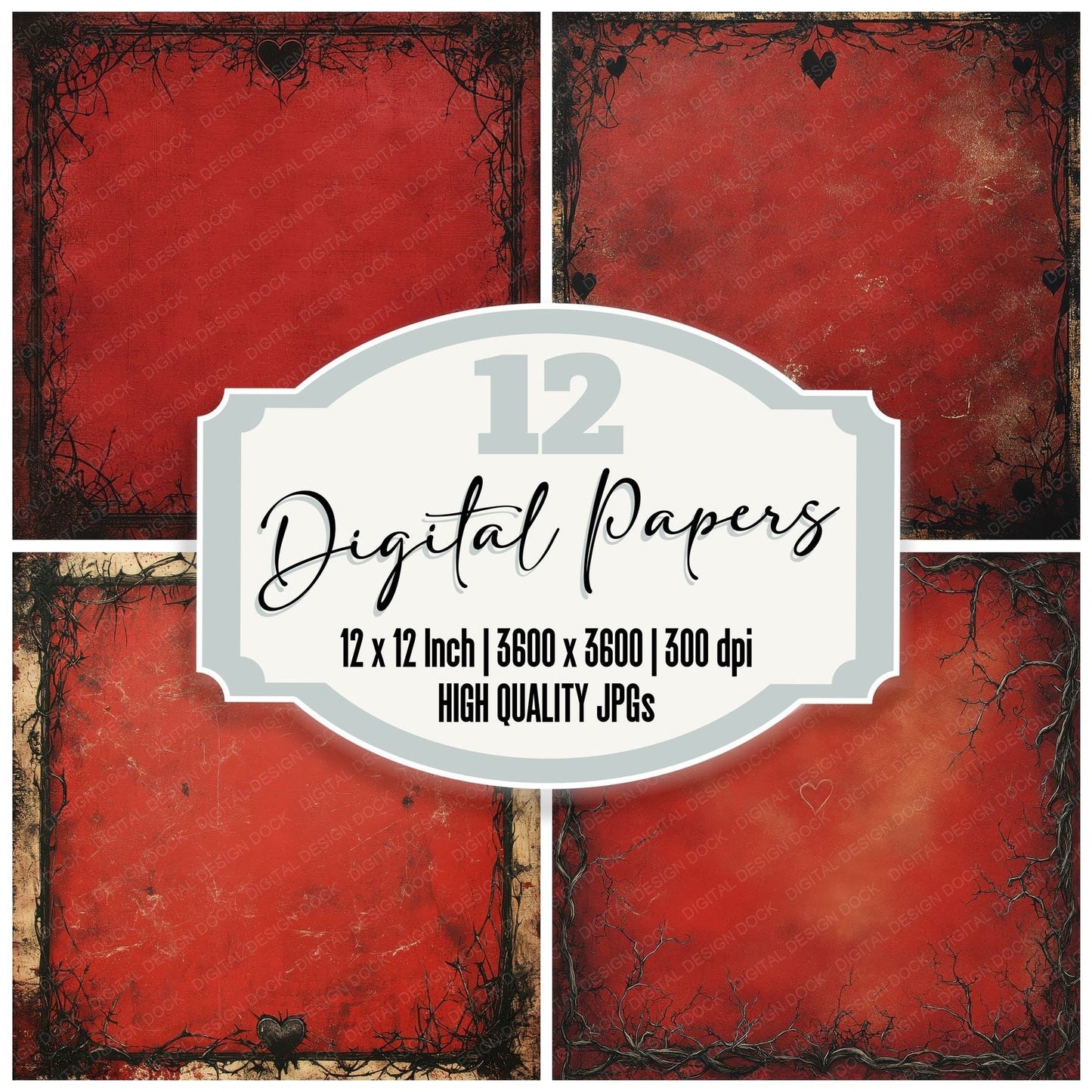 Oxblood Thorn Halo Digital Paper Pack (DDD002856)
